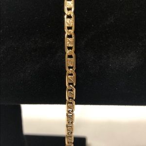 14K gold flat link pattern bracelet